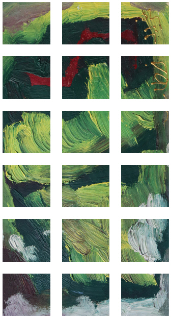 The Green Eagle Painting +270 degrees clockwise rotation sliced up