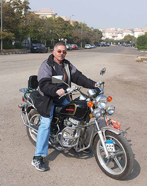Farid Khattab and motorcycle